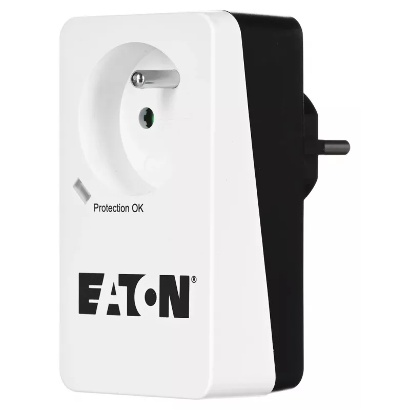 Caixa de proteção contra sobretensões Eaton Protection Box 1 FR — 1 tomada Type-E, 220–250 V, 16 A, 4000 W, preta, compacta