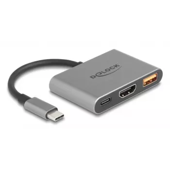 Adaptador de cabo de vídeo DeLOCK 61071 0,1 m USB Type-C USB Type-C USB Type-A HDMI cinzento