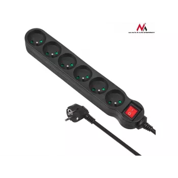 Extensão elétrica Maclean MCE188 5m 6 tomadas interior preto