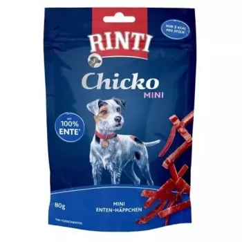 Petiscos de treino para cães RINTI Chicko Mini pato 80 g — sem cereais, sabor a pato, 55 % de proteína, saco