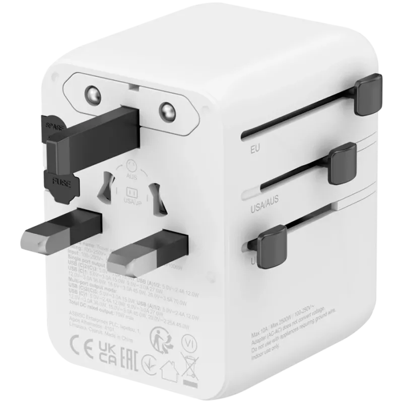 Adaptador de viagem CANYON OnTour 70 EU/UK/US/AUS 70W branco