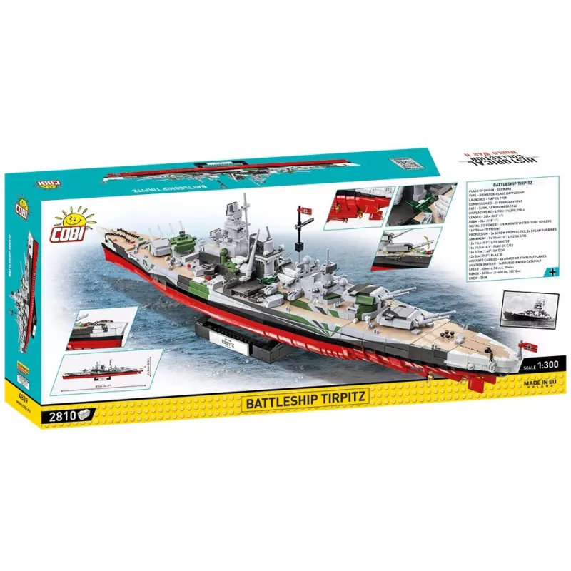 COBI 4839 Historical Collection conjunto de blocos de construção couraçado Tirpitz, 2810 elementos, 1:300