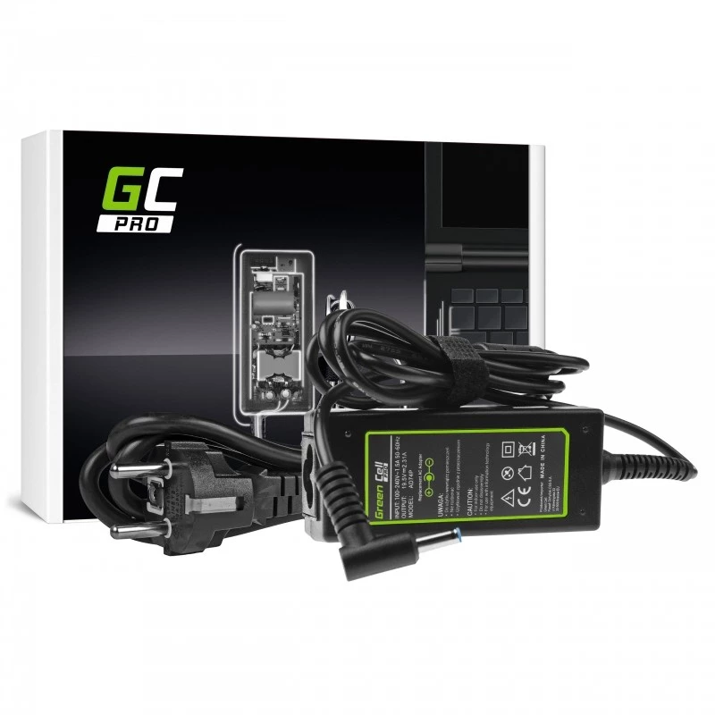 Fonte de alimentação AC-to-DC para portátil Green Cell AD74P 45W 19,5V 2,31A para interior, preto