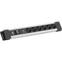 Régua de tomadas Bachmann CONNECTUS com 6× tomadas CEE 7/3, 1× proteção contra sobretensões SPD-Plus, 1× interruptor, cabo de 2,0 m