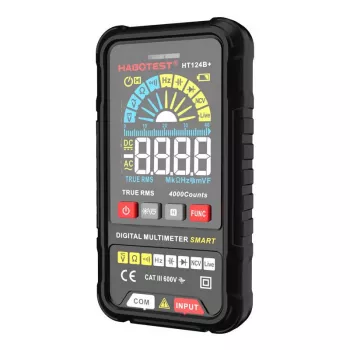 Multímetro digital Habotest HT124B+ — medição de tensão AC/DC e resistência