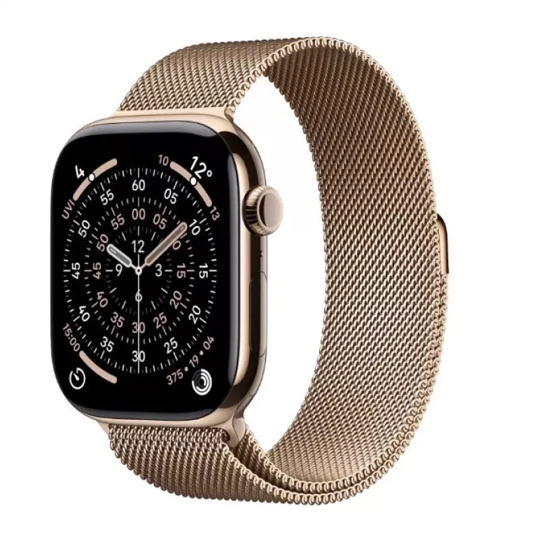 Apple Watch GPS + Cellular 46 mm caixa de titânio dourado bracelete Milanesa dourada S/M