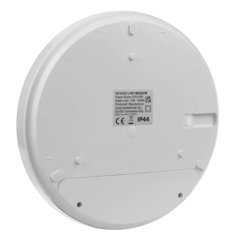 Lâmpada LED de parede MACLEAN MCE357W com sensor de movimento IR, branca, para exterior e interior