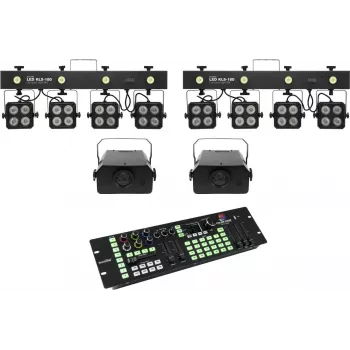 Conjunto de luzes EUROLITE KLS-180 LED 2x + WF-40 LED 2x com controlador DMX