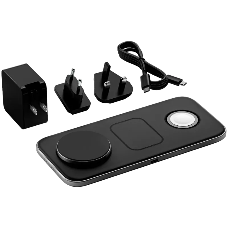 SATECHI Qi2 Trio base de carregamento sem fios - com fichas Type-A, C, G