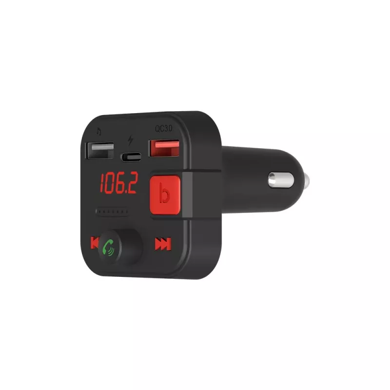Transmissor FM SAVIO, Bluetooth 5.3, carregador QC 3.0, ecrã LED, Bass Boost, TR-15, preto