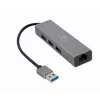 Gembird A-AMU3-LAN-01 adaptador USB-A para Gigabit LAN com hub USB 3.0 de 3 portas, preto