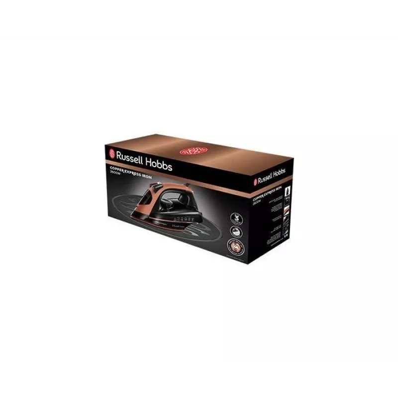 Ferro de engomar a vapor e a seco Russell Hobbs Copper Express 2600 W preto, cobre