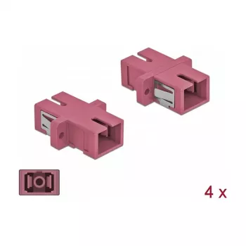 Ficha de fibra ótica SC fêmea–fêmea DELOCK 85995, violeta, pack de 4