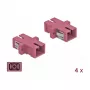 Ficha de fibra ótica SC fêmea–fêmea DELOCK 85995, violeta, pack de 4