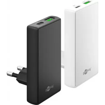 Carregador rápido duplo Goobay USB-C PD GaN 90° Flat 65 W preto - 1x -conector (75723)
