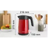 Chaleira elétrica Bosch TWK7L464 – capacidade de 1,7 L, 2400 W, vermelha, caixa em plástico