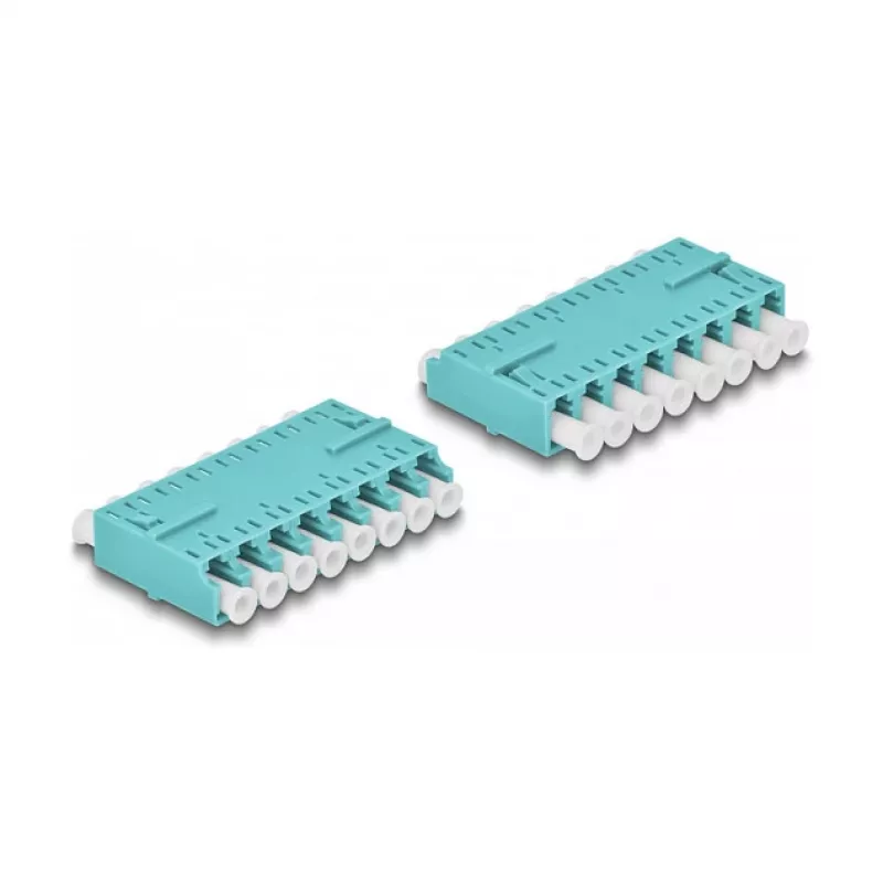 Acoplador de fibra ótica HD LC Octuplex fêmea para LC Octuplex fêmea DeLOCK aqua