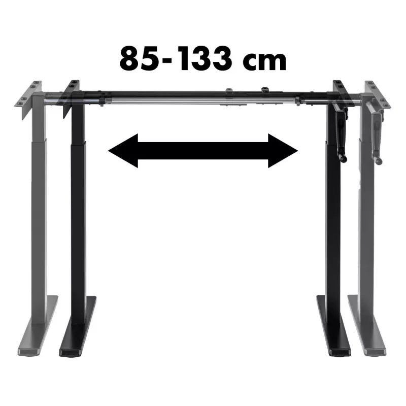 Secretária Maclean, ajuste de altura manual, sem tampo, para trabalho sentado e de pé, máx. 60 kg, altura máx. 120 cm, MC-790NB