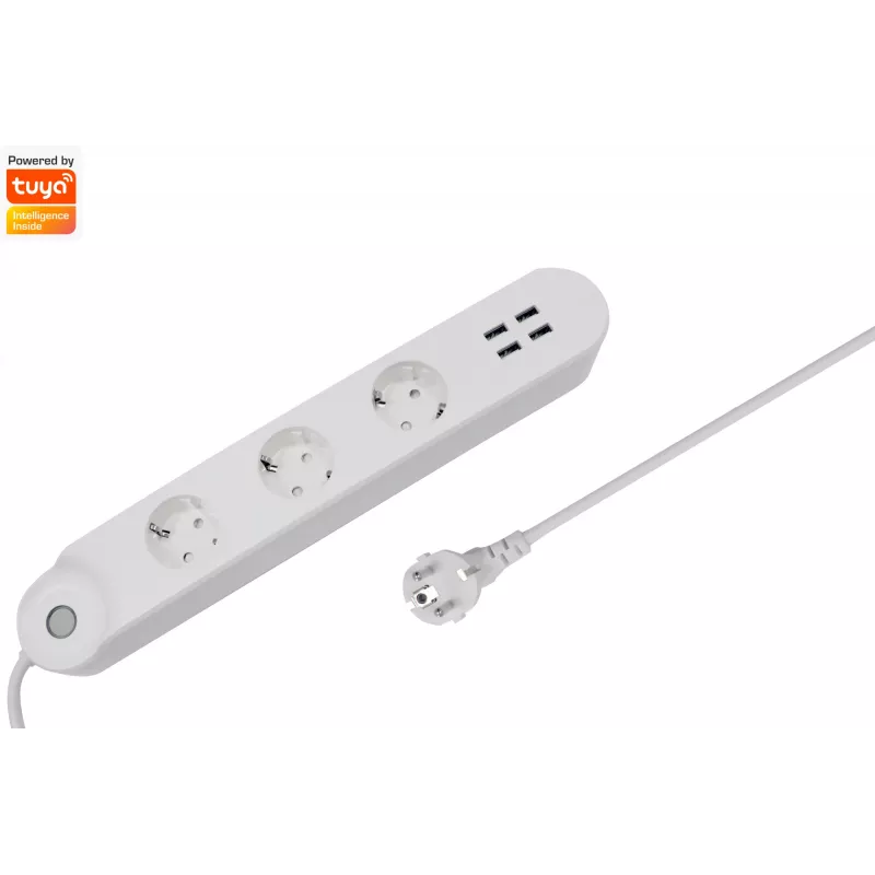 Régua de tomadas inteligente Denver SHP-300U 3 tomadas AC tipo E 4 branco