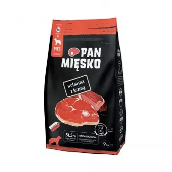 Ração seca para cães Pan Miesko Vaca com Cabra Adult Crocante M — 9 kg, 30 % proteína, 20 % gordura, sem glúten