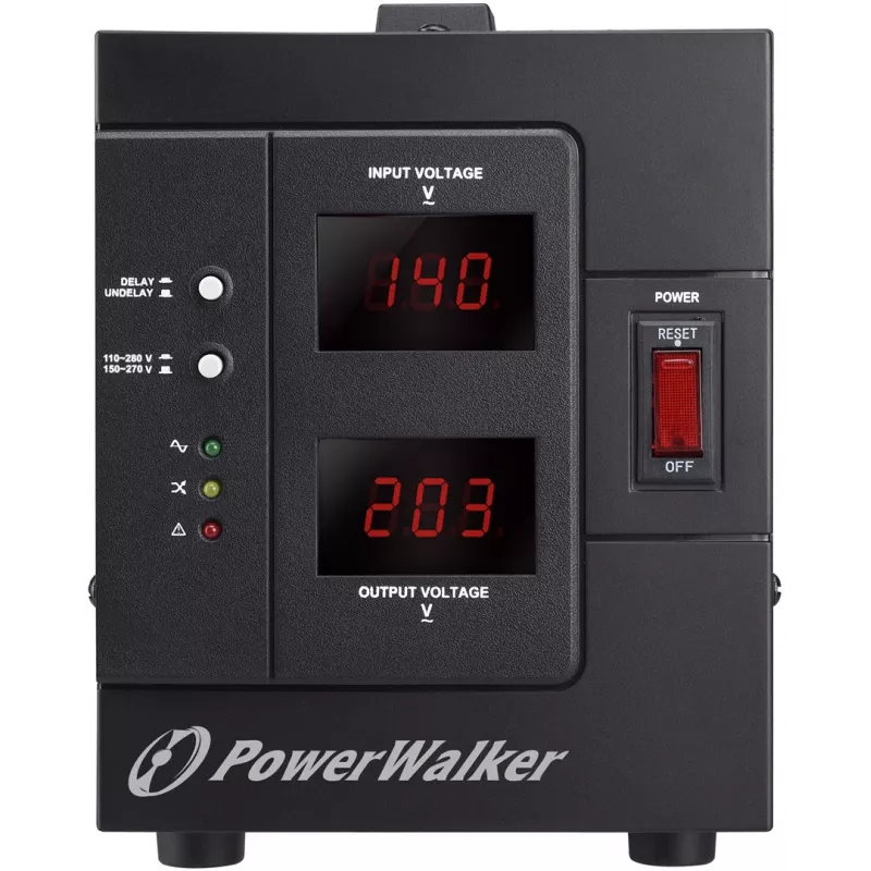 Regulador de tensão PowerWalker AVR 2000 SIV FR 2 saídas AC 110 - 280 V preto