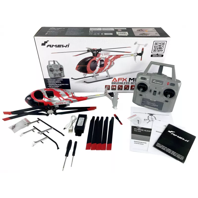 Amewi 25334 AFX MD500E Helicóptero RC civil, RtF, brushless, 4 canais, 325 mm