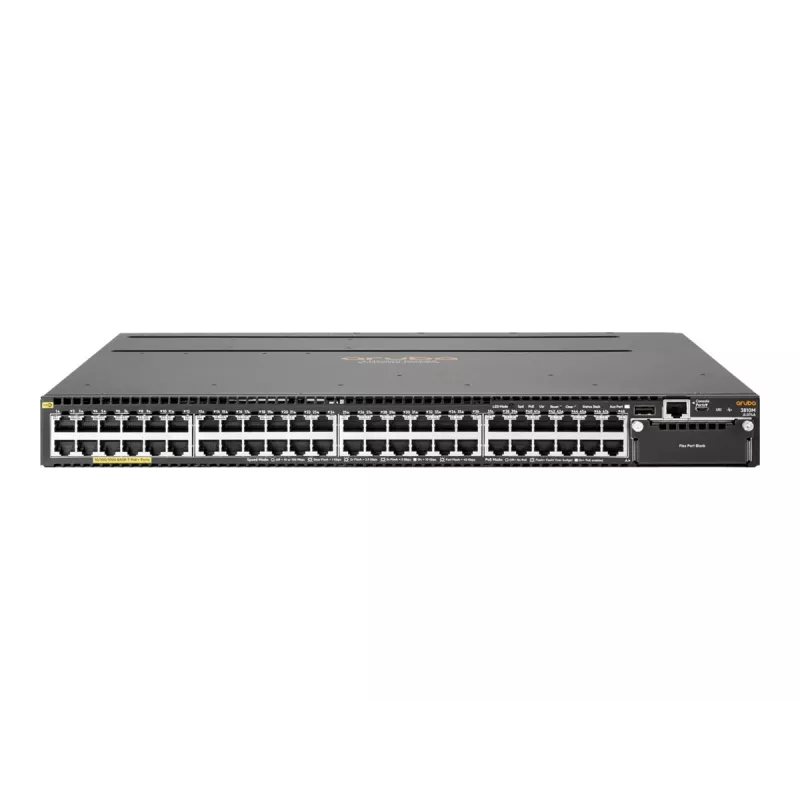 HPE - Série Aruba - Switch - 3810M 48G PoE+ 1 slot L3 - gerido - 48 x 10/100/1000 (PoE+) - montagem em rack - PoE+
