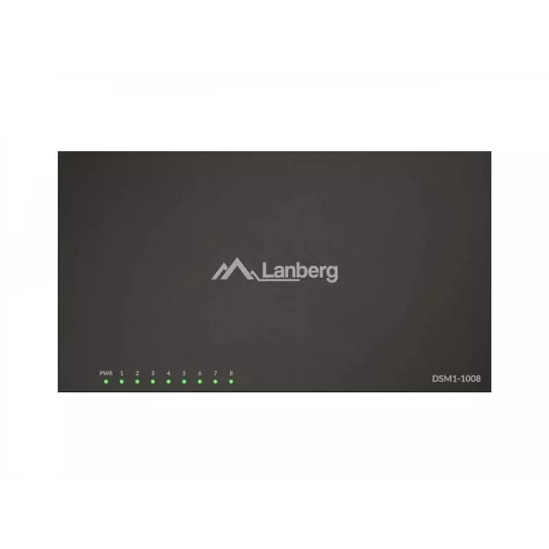 Switch de rede LANBERG DSM1-1008 8x 1 Gb/s não gerido Gigabit Ethernet desktop 12V caixa metálica