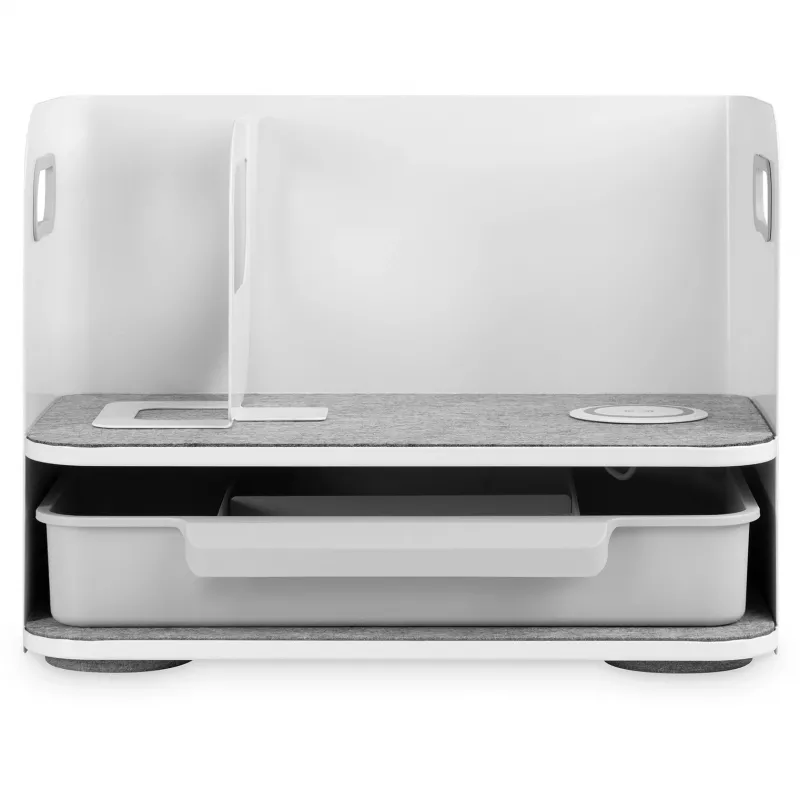 Organizador de secretária Digitus com carregador Qi aço cinzento branco 1 gaveta