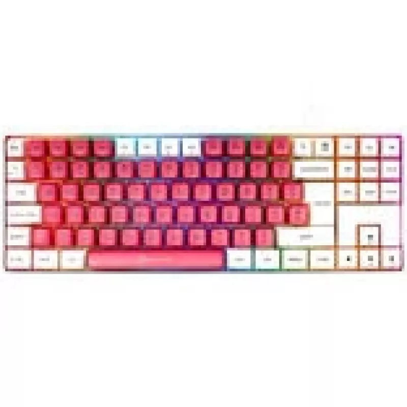 Teclado gaming mecânico GAMIAC TKL90G com switches Kailh Red, Tenkeyless, Branco/Vermelho