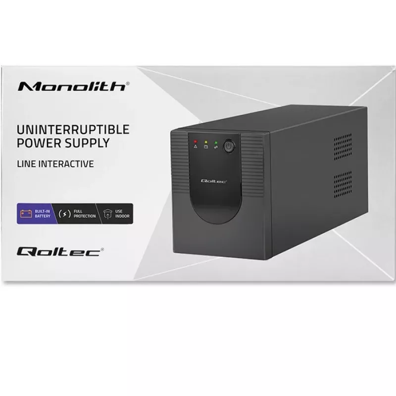 Qoltec Monolith 53775 UPS Line-Interactive, 1200 VA (1,2 kVA) / 720 W, AVR, 4 tomadas AC, preto