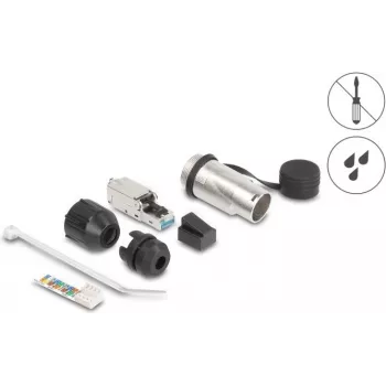 Delock 67065 ficha modular RJ45, montável em campo, Cat.6A