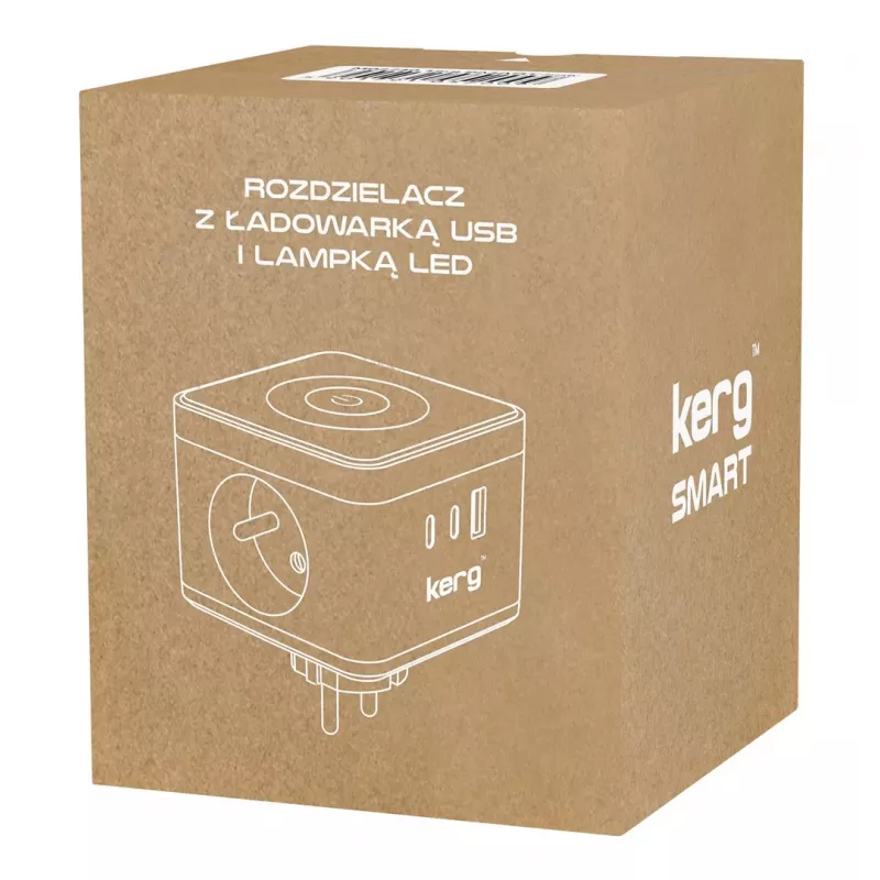 Extensão elétrica Kerg M02730 — 2 tomadas tipo F, 3 portas USB (USB-A + USB-C), 16 A 250 V~, cabo 1,5 m, branco