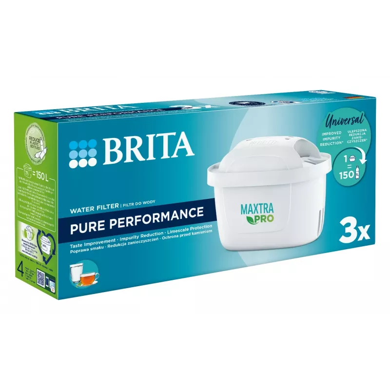Cartucho de filtro de água BRITA Maxtra+ Pure Performance, tecnopolímero, capacidade de 150 L, 3 unid.