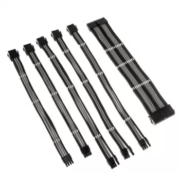 Conjunto de extensão de cabos Kolink Core Adept — revestimento PET entrelaçado, condutor de cobre, comprimentos 300–350 mm, conjunto de 6 peças