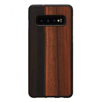 Capa para smartphone Man and Wood para Samsung Galaxy S10 — ébano preto, parte traseira protetora em madeira e para-choques