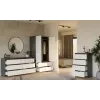 Guarda-roupa top e shop MALWA SS-90, 90×180×50 cm, estrutura antracite, portas de batente brancas, 2 gavetas, laminado 16 mm