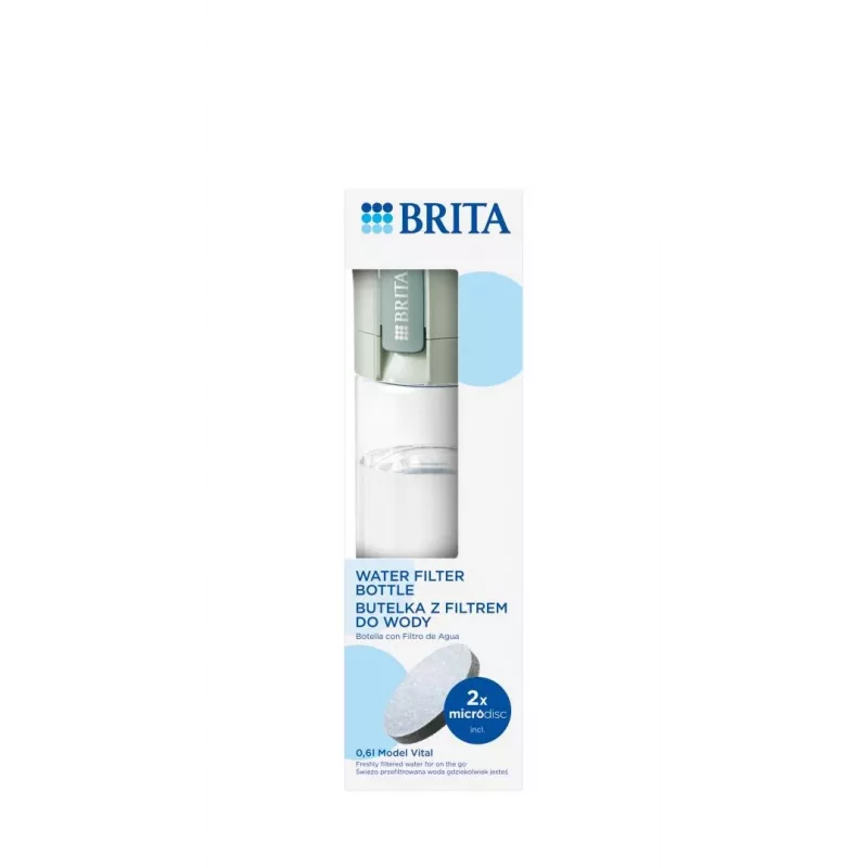 Garrafa de água reutilizável BRITA Fill&Go Vital 600 ml com filtro MicroDisc integrado, verde