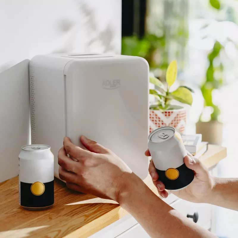 Mini-frigorífico Adler AD 8084G — compacto cinzento 12V/230V, capacidade 4 L, portátil, porta com dobradiça à direita