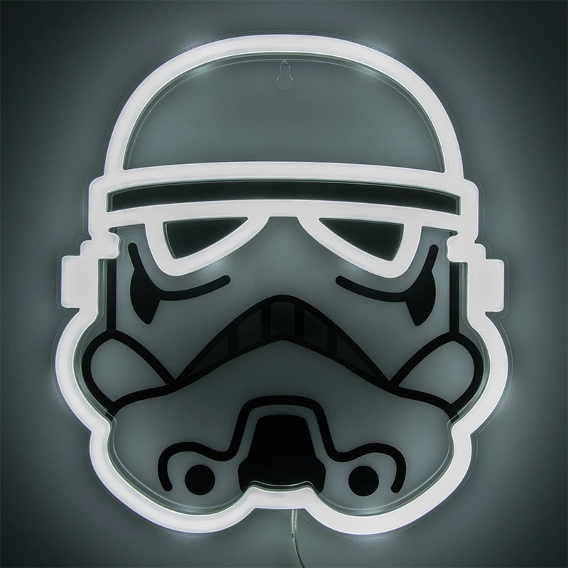 Luz néon LED de parede Paladone Stormtrooper modelo PP14595SWVN, iluminação decorativa Star Wars