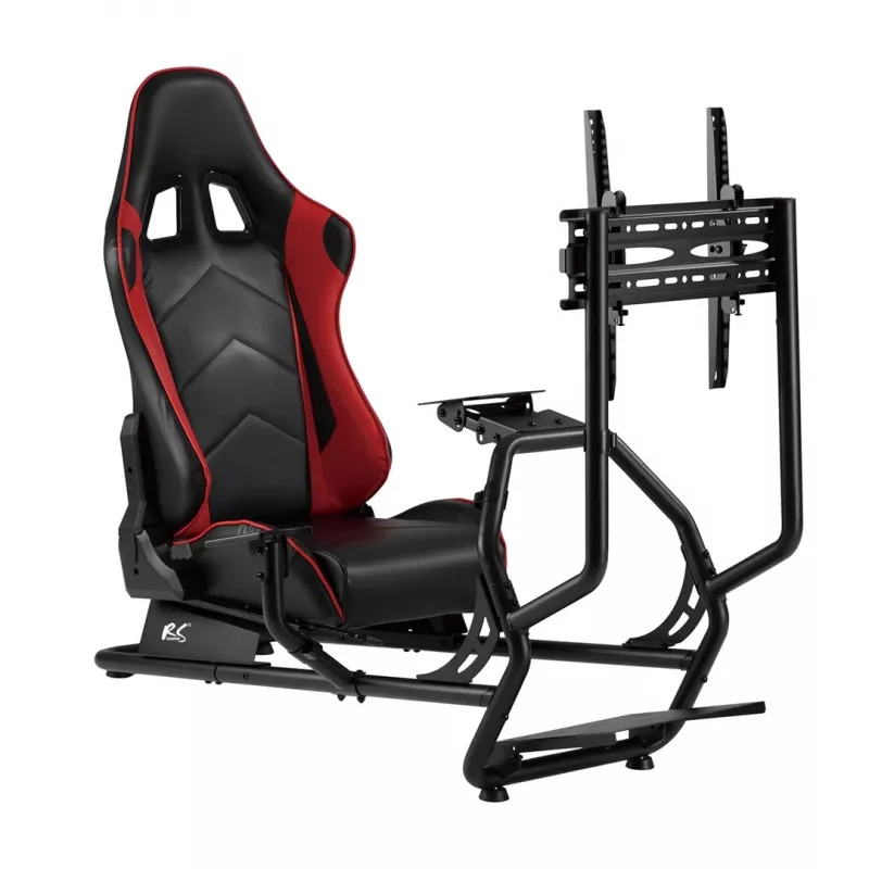 Cadeira gaming NanoRS RS160, suporte para simulador de corrida 3-em-1, para PC, consolas, jogadores, revestimento em pele sintética, suporte para volante, suporte de TV até 50 polegadas, VESA máx. 400x400