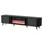 Móvel de TV Cama Meble Volare 200 x 39 x 49 cm, preto/san sebastian com lareira