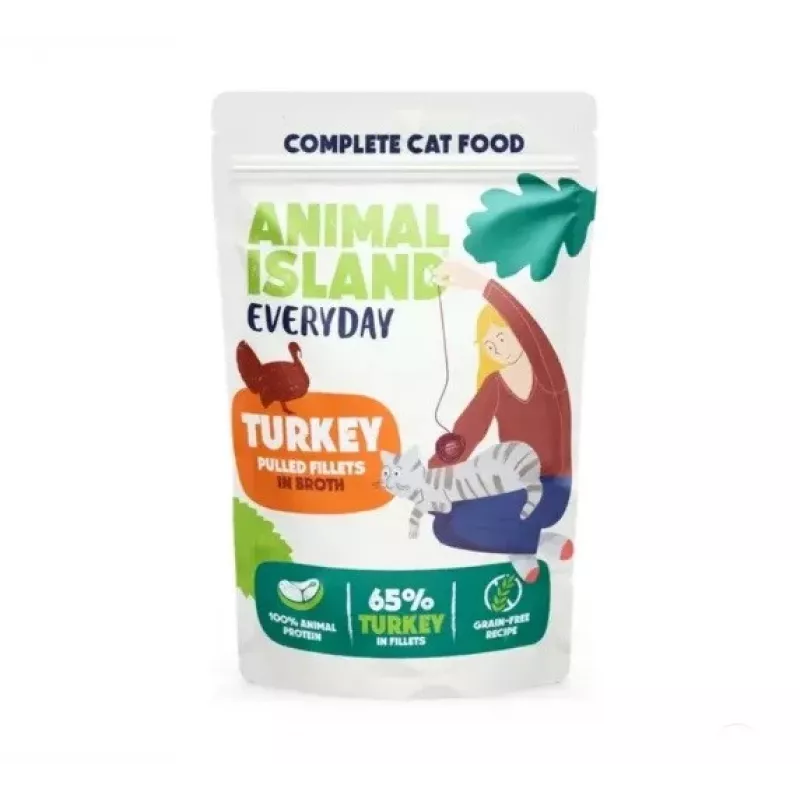 ANIMAL ISLAND peru em caldo comida para gatos monoembalagem 40x85g