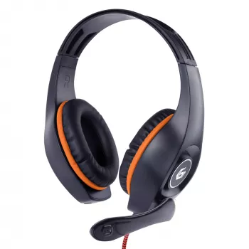 Headset gaming com fios GEMBIRD GHS-05-O, circum-aural, 20–20000 Hz, cabo de 2 m, 250 g, laranja/preto