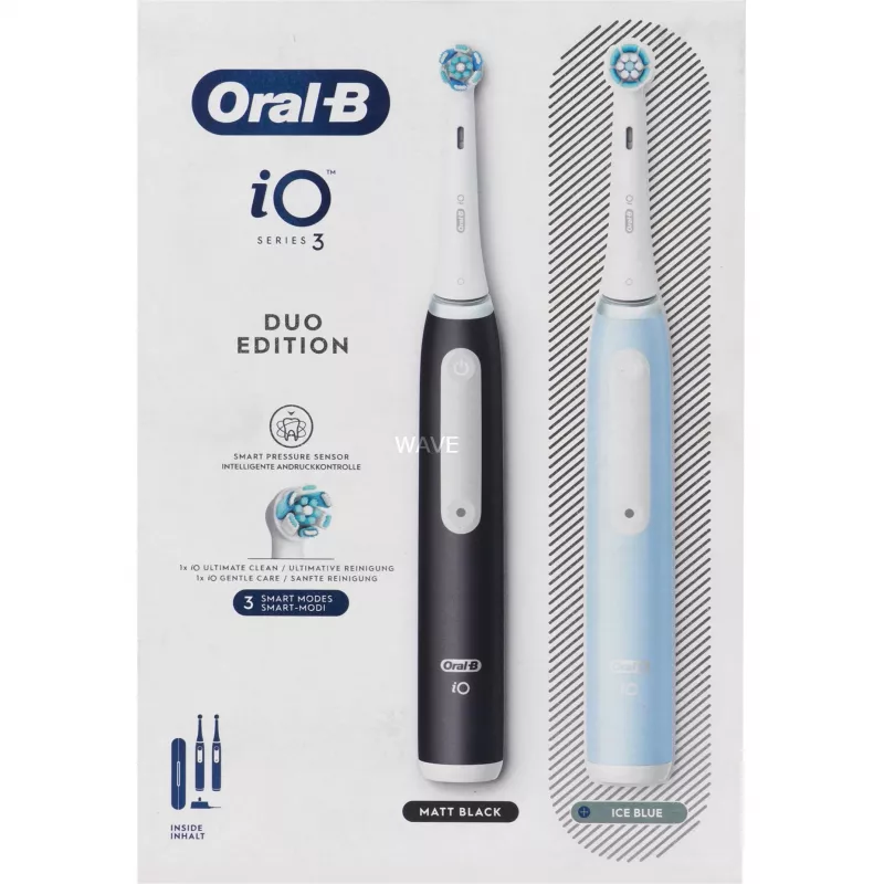 Escova de dentes elétrica BRAUN Oral-B iO Series 3N — preto/azul, 2 cabos