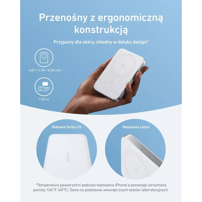 Power bank Anker MagGo 10K magnética sem fios branco, branco