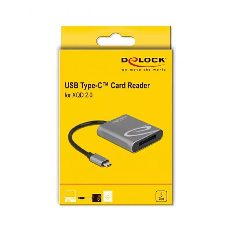 Leitor de cartões DeLOCK 91741 USB 3.2 Gen 1 Type-C preto cinzento