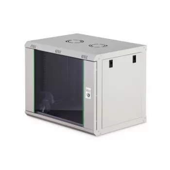 Armário de rack 9U para montagem na parede DIGITUS Dynamic-N DN-37104, 600 x 450 mm, IP20, fechadura com chave, desmontado
