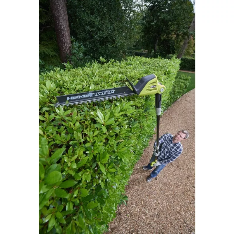 Ryobi ONE+ OPT1845 corta-sebes telescópico a bateria de 18 V, lâmina dupla de 45 cm, 1350 spm, sem bateria