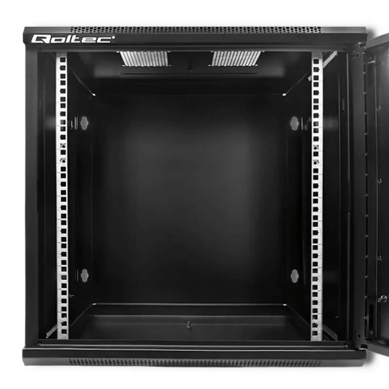 Qoltec 54488 Armário rack de parede de 19 polegadas, 12U, 600 x 635 x 450 mm, porta perfurada